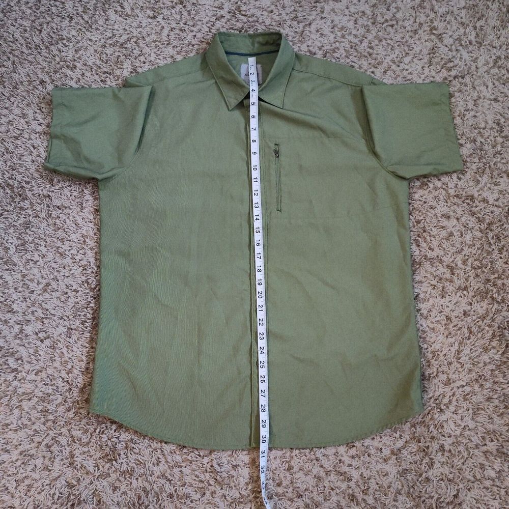 Ascend Short Sleeve Men Sz L Button Up Green Polyester Shirt - Picture 6 of 9